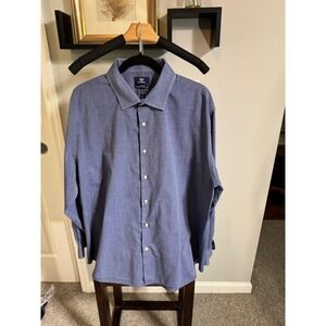 Dockers Mens Fitted Blue Long Sleeve Button Down Shirt XXL 18-18.5 34/35